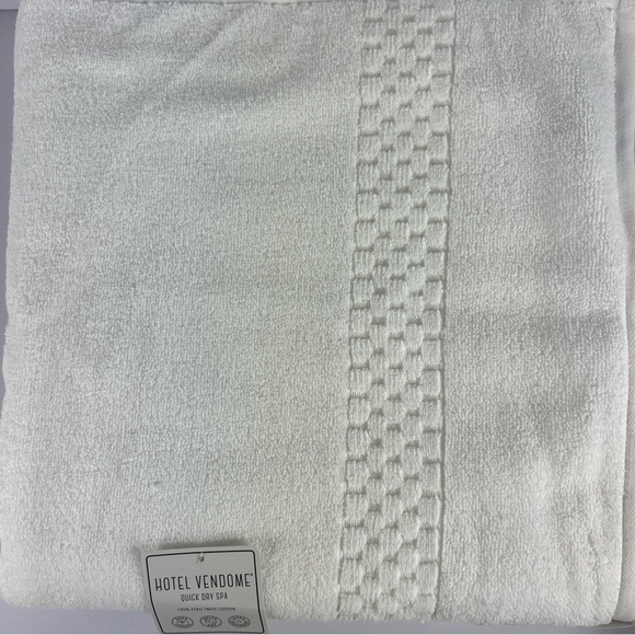 Hotel Vendome Bath Towel Set Luxury Cotton White 3 Pc Set Quick Dry Plush NEW - Picture 5 of 9